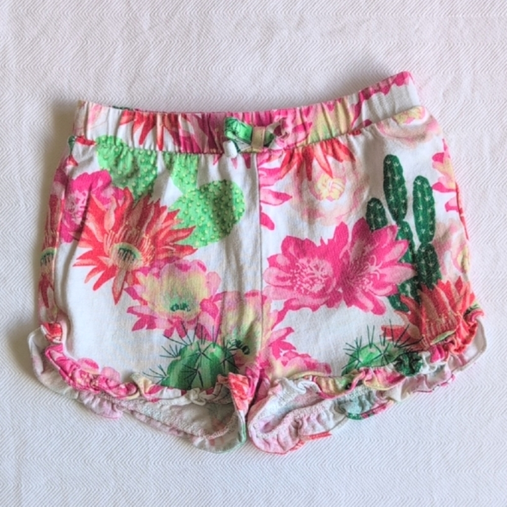 children's place colorful floral cactus pull-on ruffle shorts 18-24 months girls